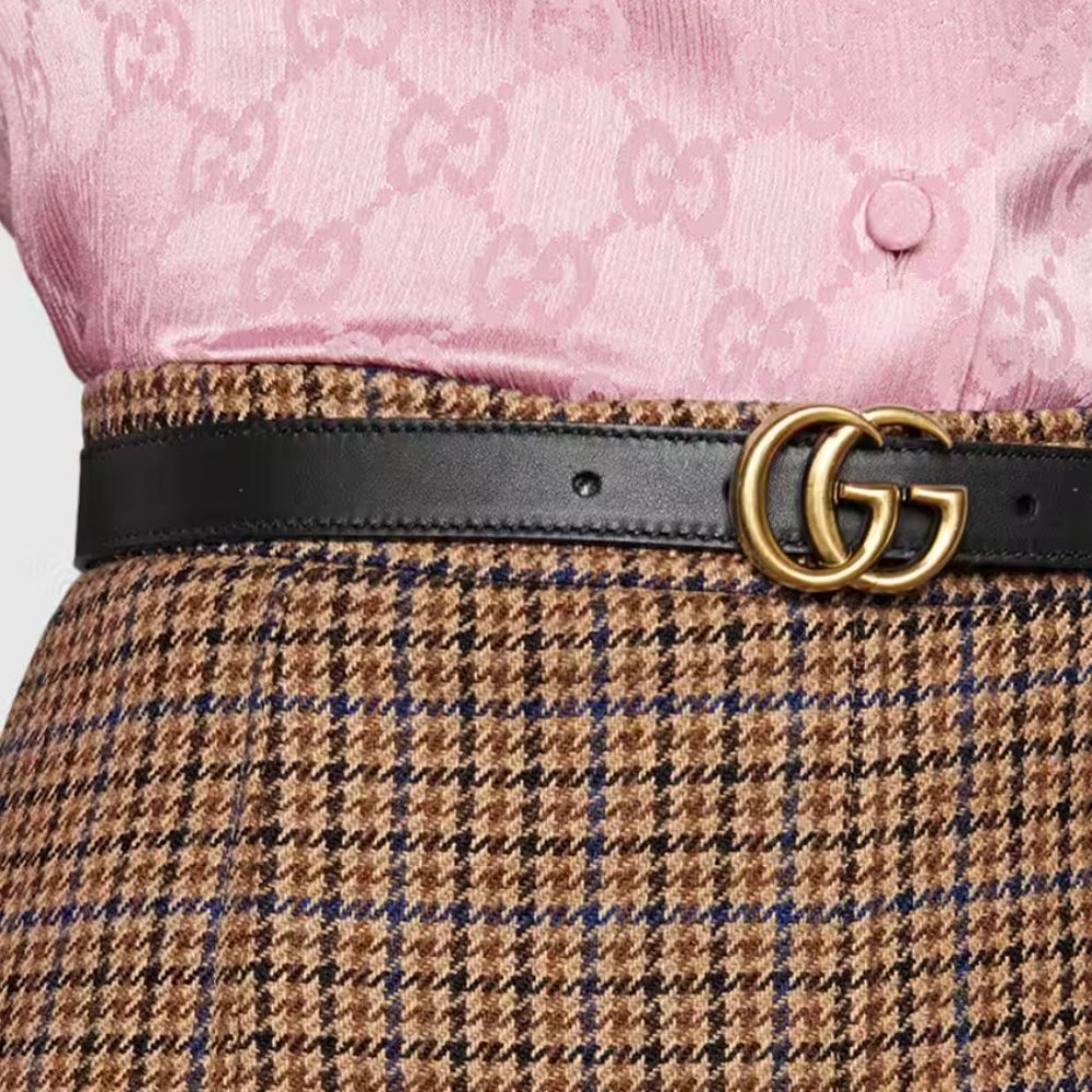 Black Leather belt with Double G buckle (Gucci)